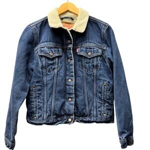 Levi's Denim Trucker Jean Jacket Womens Large Classic Blue Denim Button Up